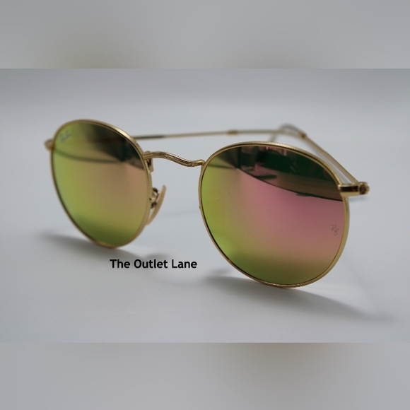 Model Display RayBan Round Metal Pink Mirror RB3447 Reflective - Picture 9 of 16